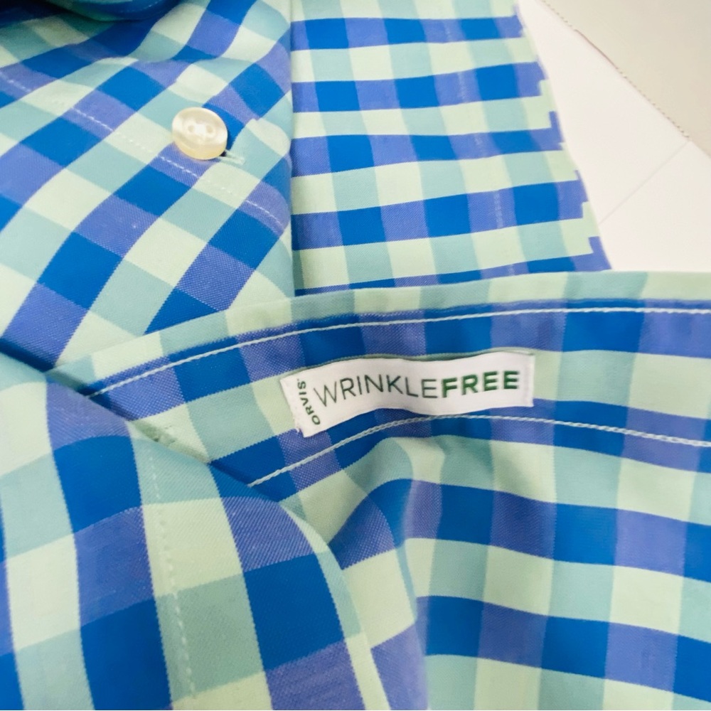 Orvis Short Sleeve Button Down Blue Green Plaid Size L Active Fit Pocket Casual - Picture 6 of 12
